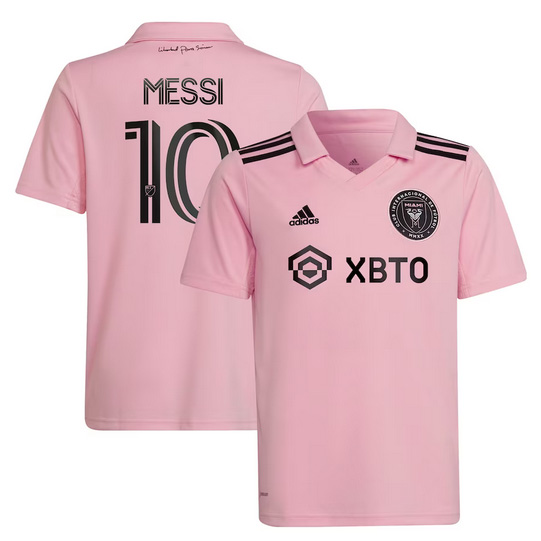 Youth Inter Miami CF Lionel Messi adidas Pink 2023 The Heart Beat Kit Replica Jersey